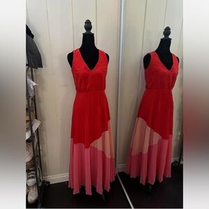 Taylor Asymmetrical Red and Pink Dress